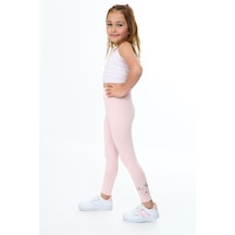 Toontoy Kids Toontoy Kız Çocuk Paçası Çiçek Baskılı Tayt Pudra