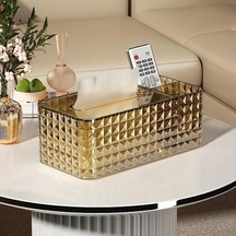 Technolo1 Basit Ve Pratik Altın Rengi Mendil Kutusu Kapak Çok Amaçlı Ev Ve Araba Düzenleyici Altın