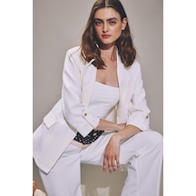 Defacto Oversıze Basic Blazer Beyaz Ceket C3215ax26auwt34 Beyaz-wt34