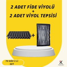 2 Adet Fide Viyolü + 2 Adet Viyol Tepsisi Set Fidelik Fide Yetiştirme Seti Seçimli 70 Göz Kare