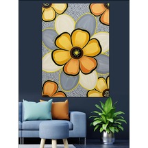 Ahşap Tablo Sarı Çiçekli Geometrik Desen