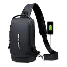 Yng Motosiklet Bisiklet Scooter Unisex Siyah Usb Kablo Yeri Çıkışlı Kilitli Suya Dayanıklı Çapraz Göğüs Omuz Çantası