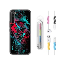Xiaomi Redmi Note 8 Kılıf +Kablo Koruyucu Down 1719 Siyah