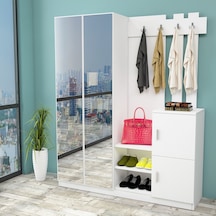 Robinhome Robin Home Aynalı Raflı Vestiyer Portmanto Ayakkabılık Beyaz No 8