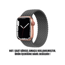 Apple Watch Series 5 44mm İçin Kordon, Large Size, 160mm Knitted Fabric Single Loop Koyu Gri Watch Series 5 44mm İle Uyumlu Kordon - Koyu Gri Çok Renkli
