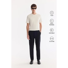 Avva Erkek Siyah Yanı Lastikli Kırışmaz Teknik Kumaş Slim Fit Chino Pantolon A61y3077