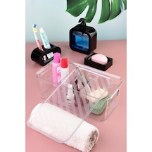 Modern Tasarım 4 Parça Banyo Aksesuar Seti Modern Hafif Lüks Yıkama Kabı Banyo Aksesuarları Banyo Seti Losyon Şişeleri, Diş Fırçası Tutacağı, Diş Kupası, Sabunluk Siyah 000 Açık Krem