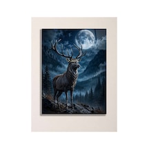 Geyik Ve Dolunay A3 Metal Poster Ay Işığında Orman Ve Dağ Manzaralı Dekoratif Duvar Tablosu Çok Renkli - 937474196 Çok Renkli - 937474196 Çok Renkli