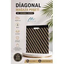 Merpak Ambalaj Çizgili Mağaza Poşeti No 4 50 Adet 40x50 Cm Çizgili Takviyeli Poşet Diagonal Poşet