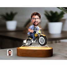 Bk Gift Kişiye Özel Motorcu Karikatürlü Dekoratif 3d Biblo Led Işıklı Gece Lambası-1, Arkadaşa Hediye Kobitmeyen138318 Bk Gift