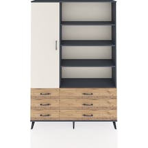 Arges Dolap 8 Raflı 6 Çekmeceli Tek Kapaklı 132x30x195 Antrasit-aytaşı/çam Aytası/atlas Çam