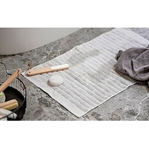 Inu Banyo Paspası, 80 X 50 Cm, Banyo Halısı, %100 Pamuk, Yıkanabilir, Beyaz Açık Ceviz
