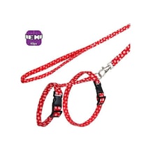 Pettagart Kırmızı Beyaz Pati Desenli Ayarlanabilir Kedi Göğüs Tasma Seti 10 Mm 110 Cm