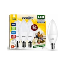 Ecolite 8 W Led Mum Ampul E14 Duy, 810 Lümen, 3000k Sarı Işık, 60w Eşdeğer, 3 Lü Paket, Opal Standart