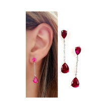 Sky Diamond Red Creative Rubies 925 Ayar Gümüş Damla Küpe