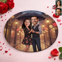 Bk Gift Kişiye Özel Sevgili Karikatürlü Yuvarlak Puzzle 20x20cm -9, Sevgililer Günü Hediyesi, Sevgiliye Hediye Kobitmeyencom36162 Bk Gift