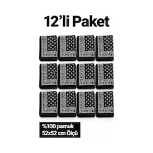 Herşeynota 12 Li Siyah Beyaz Paisley Desenli Fular Seti %100 Pamuk 52x52 Cm Günlük Kullanım Çok Renkli