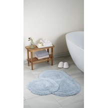 Atlantik Doğal Pamuklu 2'li Banyo Paspas Seti 60x100+50x60 Cm - Gri çok renkli