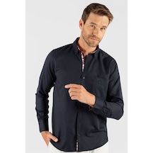 Tudors Klasik Fit Rahat Kesim Poplin Oxford Erkek Gömlek-23430 Lacivert Tudors Klasik Fit Rahat Kesim Poplin Oxford Erkek Gömlek-23430 Lacivert