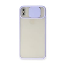 Apple  Uyumlu - iPhone X Kılıf Palm Buzlu Kamera Sürgülü Silikon - Lila Çok Renkli