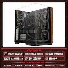 Xaser WOODEN X190 R7-9800X3D 32 GB 2 TB M.2 NVMe SSD 16 GB RTX5070 Ti Free Dos Masaüstü Oyuncu Bilgisayarı