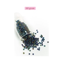 Tedar Dökme Cam Kum Boncuk 8/0 3 Mm - 60 Gram - Lacivert Yeşil - Bnc210 Najmaddin (No:1) 8.5Cm X 10.5 Cm