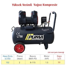 Puma PSLYH50-1.5M Yüksek Verimli Yağsız Kompresör