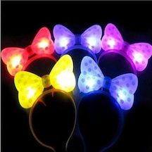 4 Adet Headband Led Light Minnie Mouse Işıklı Taç Pembe Taç Kırmızı Taç Sarı Taç Mor Taç Işıklı Taç Çok Renkli