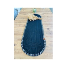 Jüt, Hasır, Dekoratif Masa Örtüsü, Runner 30x80 Cm, Amerikan Servis, Sehpa Örtüsü, Bohem Tarzı Siyah Siyahkırçıl Siyah Siyahkırçıl