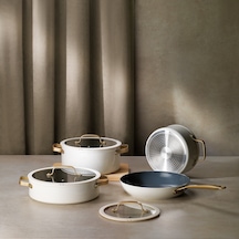 Schafer Sapphire Seramik Tencere Seti 7 Parça-beyaz/gold Beyaz