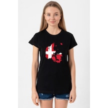 Euro 24 Denmark Siyah Kadın Tshirt SIYAH