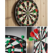 Mey İthalat Kaliteli Ahşap Dart Tahtası 12 İnç 4 Adet Metal İğne Uçlu Ok