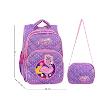 Waddell Lila Flamingo Desenli Embos Ilkokul Çantası Beslenme Çantalı 24004 Çok Renkli
