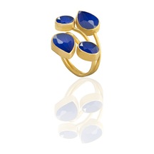 Kadir Jewellery 22 Ayar Altın Kaplama Zirkon Taşlı Kadın Vintage Yüzük Parlement Mavisi 39949169