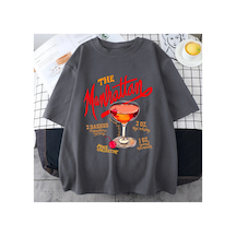 Tarzsokak Manhattan Ağır Vintage T Erkek Kadın Moda Hip Hop Streetwear Gevşek Günlük Kıyafetler Gri