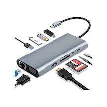 Usb Type C To Hdmi 4k 30hz Vga 1080p Ethernet Usb Hub Kart Okuyucu Pd 87w Çevirici Kablo