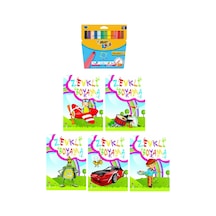3-6 Yaş Zevkli Boyama Kitapları 5 Li +bic Kids Xl12 Li Keçeli Boya Jumbo