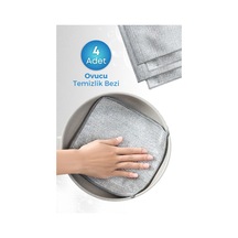 Grimorlife 4 Adet İnox Telli Ovucu 2 Katlı Temizlik Bezi- Çizmez Bulaşık Bezi Bulaşık Teli 20x20 Cm