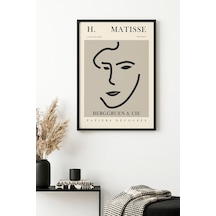 Doğal Ahşap Çerçeveli Minimalist Yüz Desenli Tablo - Pastel Huhu1118