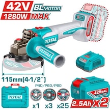 Total TAGLI4128112E 42V Li-Ion Akülü Kömürsüz Tașlama