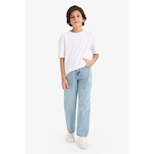 Defacto Erkek Çocuk Loose Fit Yırtık Detaylı Düz Paça Jean Pantolon G6698a826spnm39 Mavi-nm39