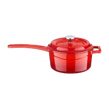 Lava Döküm Yuvarlak Sos Tenceresi 16 cm, İç Krem,- Kırmızı