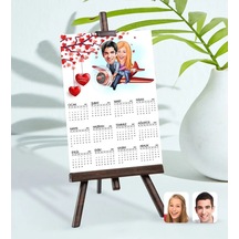 Bk Gift Kişiye Özel 15x21 Cm Fotoğraf Kartlı Sevgililer Karikatürlü Şövaleli 2023 Takvim -11