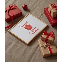 Çerçevesiz Poster Noel Çiçeği Temalı Joy