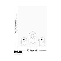 Sevimli Hayalet Temalı A5 Bloknot Defter 45 Yaprak Çok Renkli