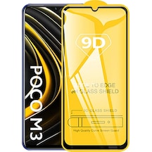 Xiaomi Poco M3 9D Full Glue Tempered Cam Ekran Koruyucu Siyah
