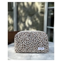 Batekso Leopar Desenli Makyaj Çantası - Büyük Boy