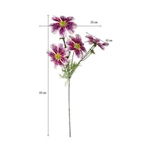 Yapay Çiçek Fuşya Beyaz Papatya 4çiçekli Uzun Dal 63cm Gerçeksi Doku Fusya