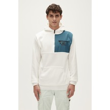 Lizard Half-zip Off-white Beyaz Yarım Fermuarlı Erkek Polar Sweatshirt-beyaz