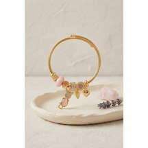 Pembe Kedi Model Gold Renk Charmlı Bileklik - Lisinya